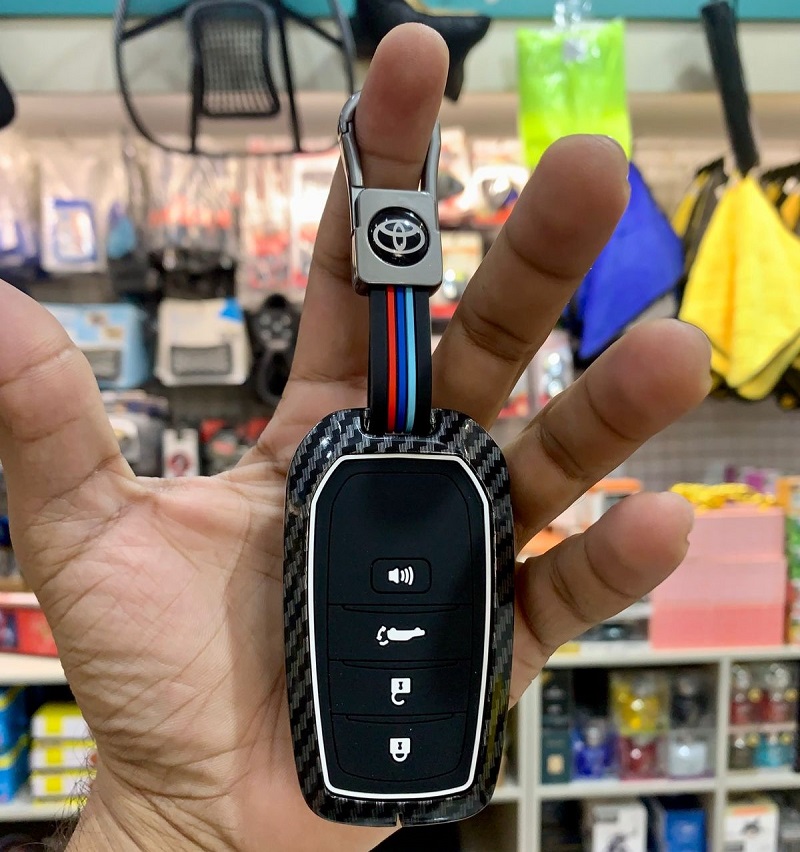 Fortuner Key Cover With Metal Shell 4 Button Carbon