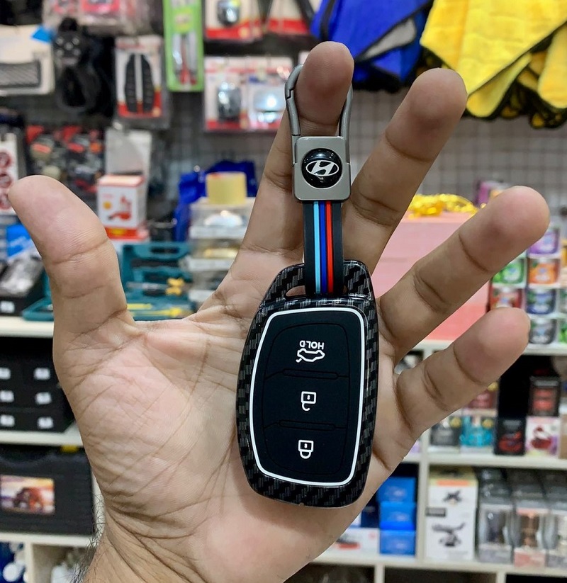 Hyundai Tucson 2020-22 Key Cover With Metal Shell Carbon