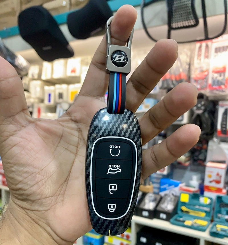 Hyundai Sonata Key Cover With Metal Shell Carbon