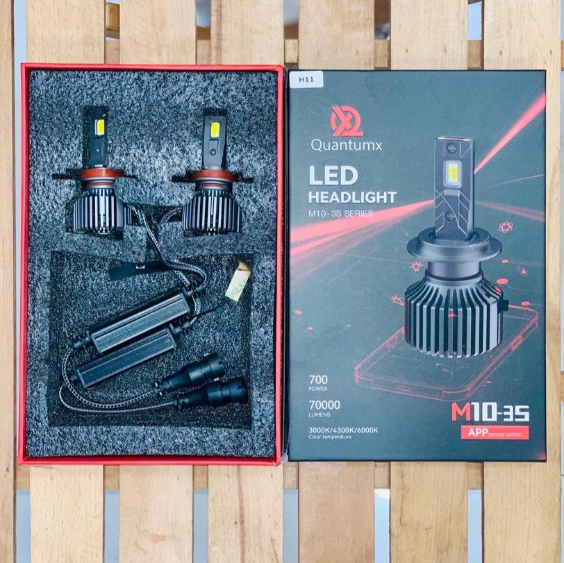 2 Pcs Quantumx LED Headlight 70000 Luminous Multi Colour App Control H11 Head lamp 700W