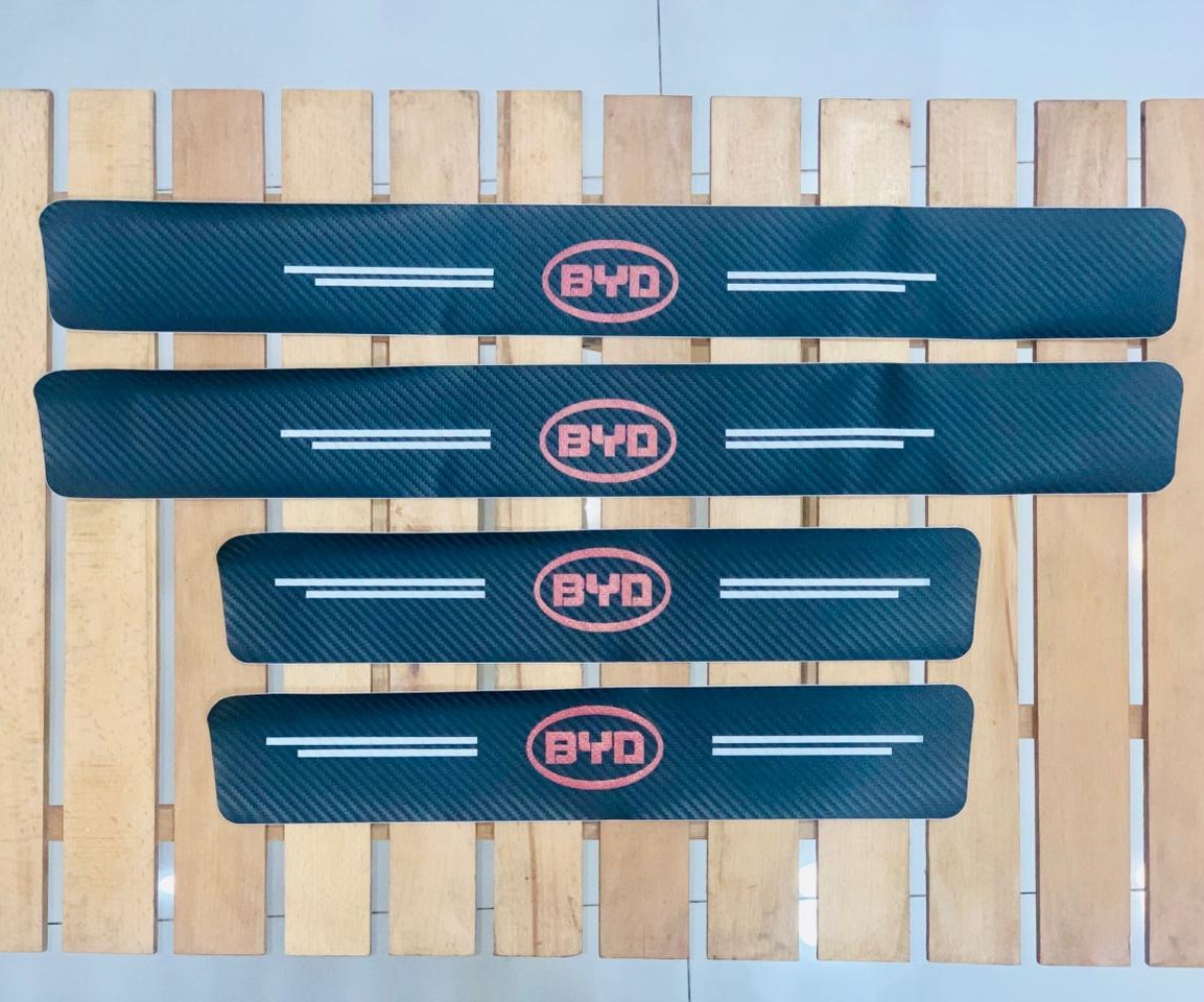 4Pcs Car Door Carbon Fiber Anti Stepping Protection Stickers BYD