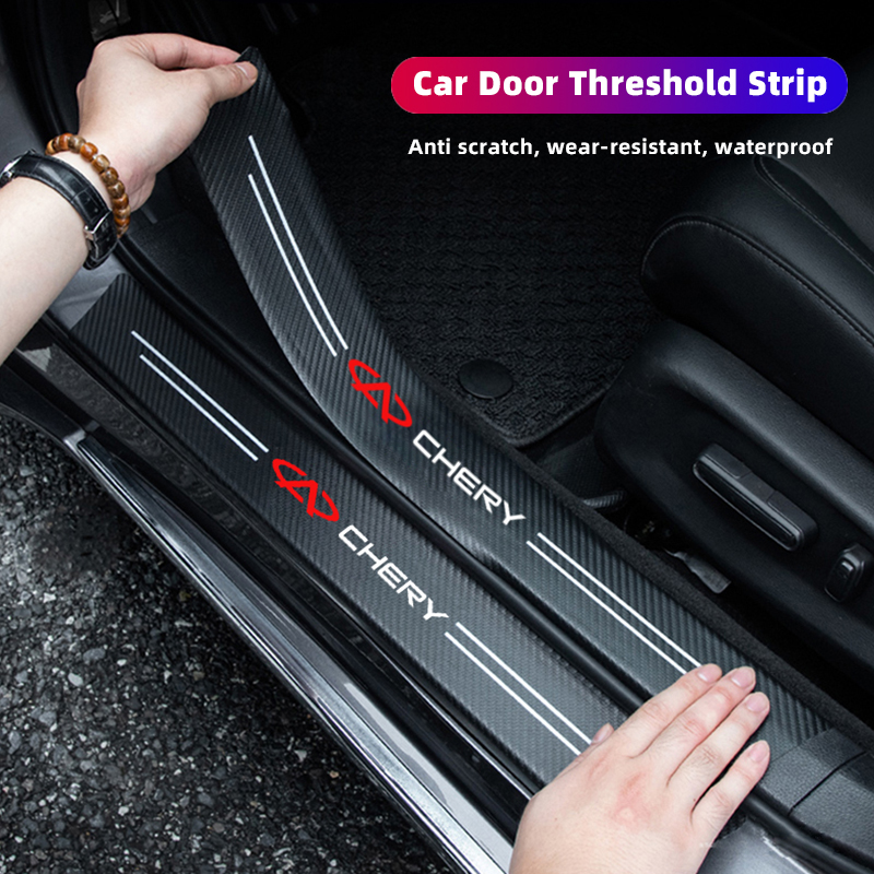 4Pcs Car Door Carbon Fiber Anti Stepping Protection Stickers Chery