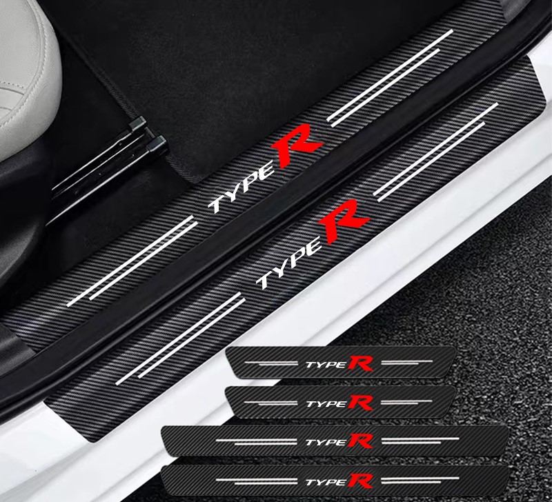 4Pcs Car Door Carbon Fiber Anti Stepping Protection Stickers TypeR