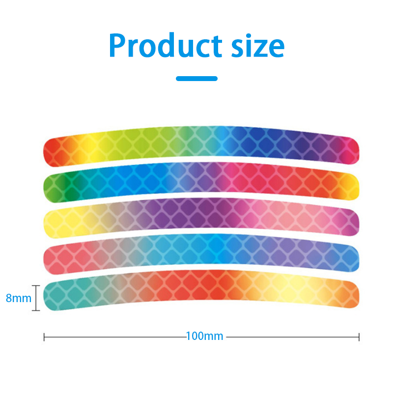 20 Pcs Car Wheel Hub Reflective Sticker Tire Rim Reflective Strips Luminous Sticker for Night Driving Rainbow