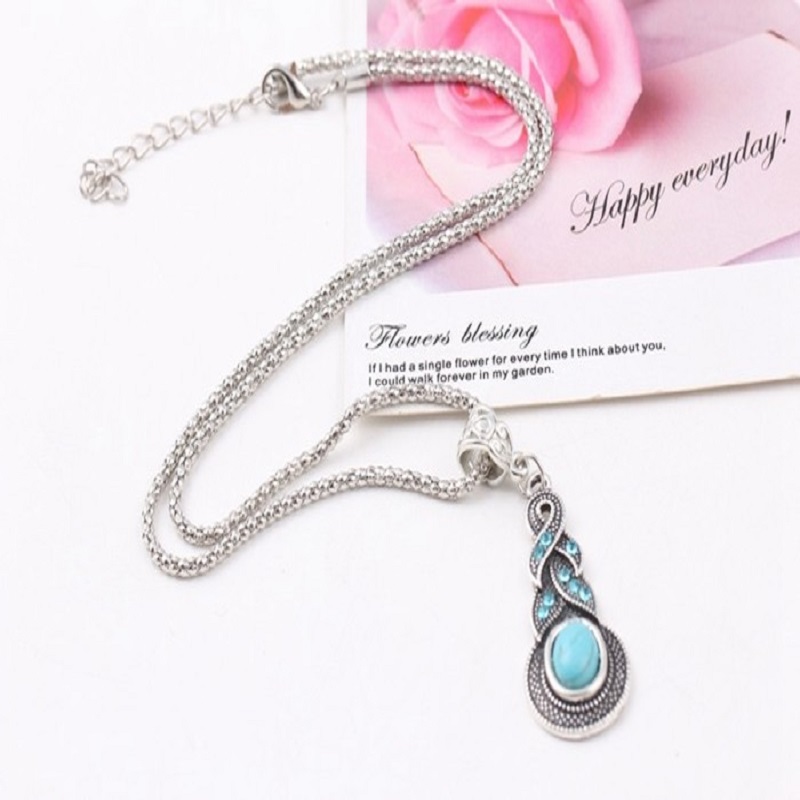 Round Jewelry Charming Blue Stone infinity pendant necklace