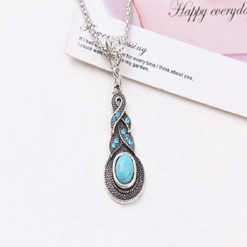 Round Jewelry Charming Blue Stone infinity pendant necklace