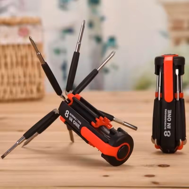 Car Accessories 8-in-1 Screwdriver with LED Flashlight - Universal Car & Multifunctional Outdoor Tool