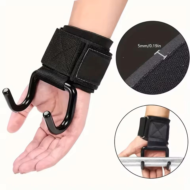 2-Pack Stainless Steel Heavy-Duty Wrist Hooks with Padded Handles - Perfect for Weightlifting, Pull-Ups