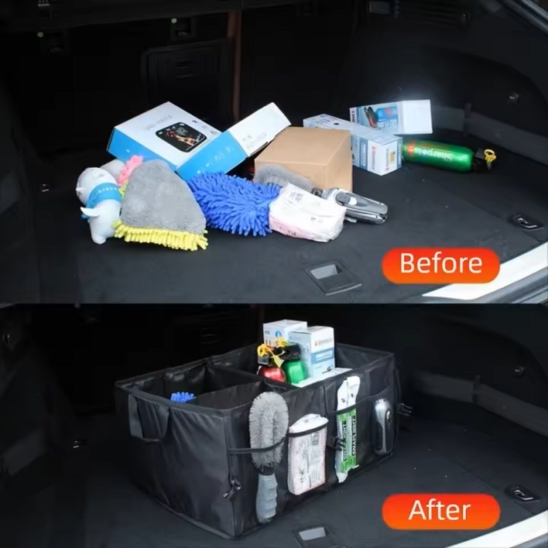 Universal Foldable Trunk Storage Bag Multi-Compartment Waterproof Camping Storage Box Auto Organizer Car Trunk