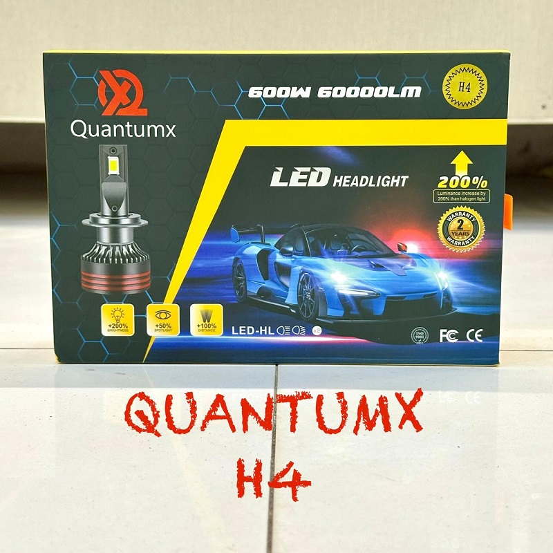 2 Pcs Quantumx LED Headlight 60000 Luminous 6000K H4 Head lamp 600W