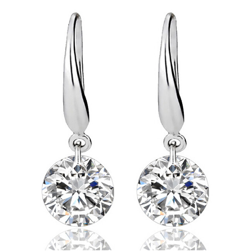 Classic Silver Color Earrings Princess Consort Wedding Crystal Earring