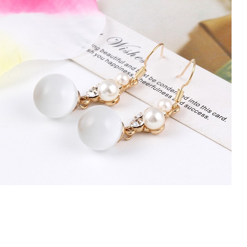 Charm Opal Pendant Long Earrings Gold Color Brand Ladies Cute Earring