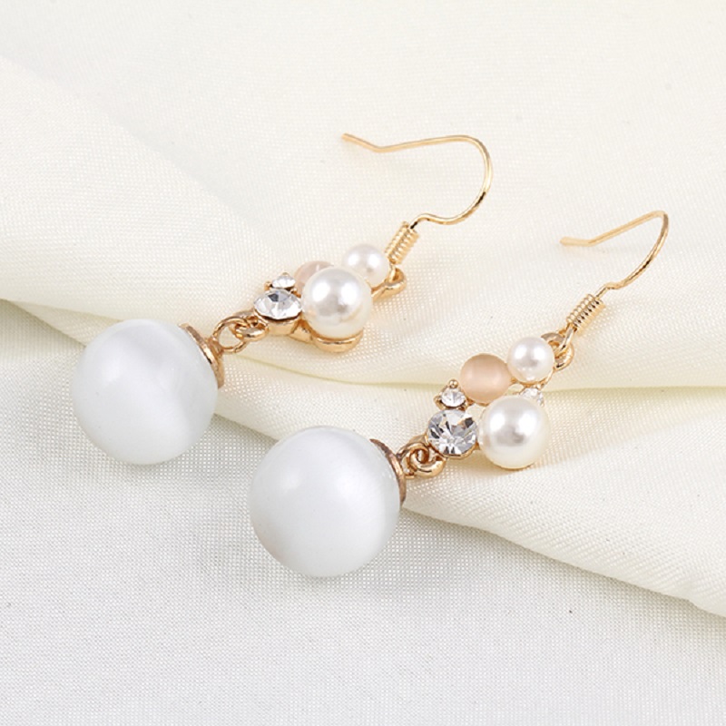 Charm Opal Pendant Long Earrings Gold Color Brand Ladies Cute Earring