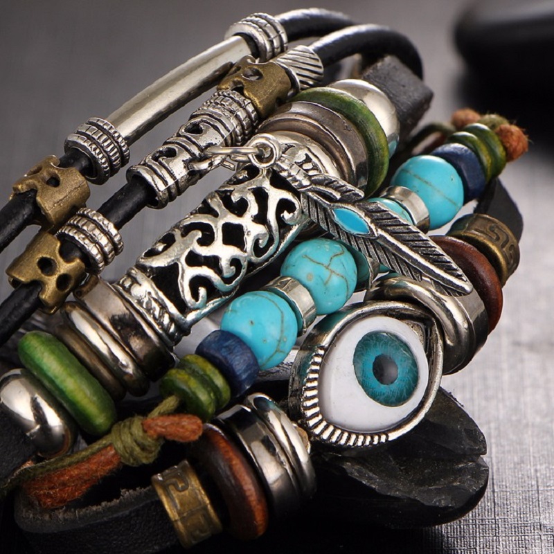 Share Save Punk Design Turkish Eye Bracelets Stone Vintage Jewelry