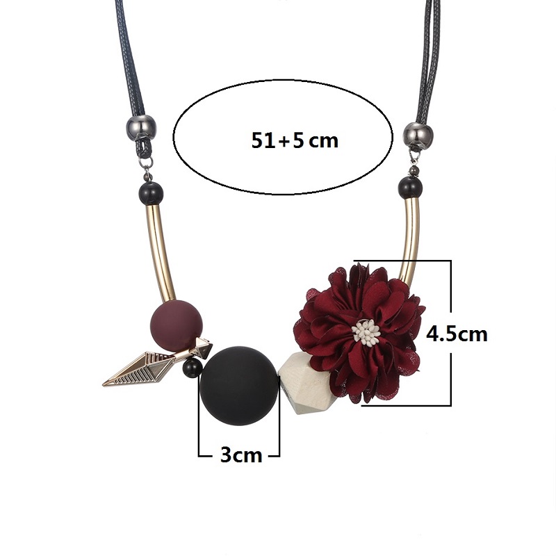 Necklace Statement Flower Necklaces and Pendants Wood Beads Necklace