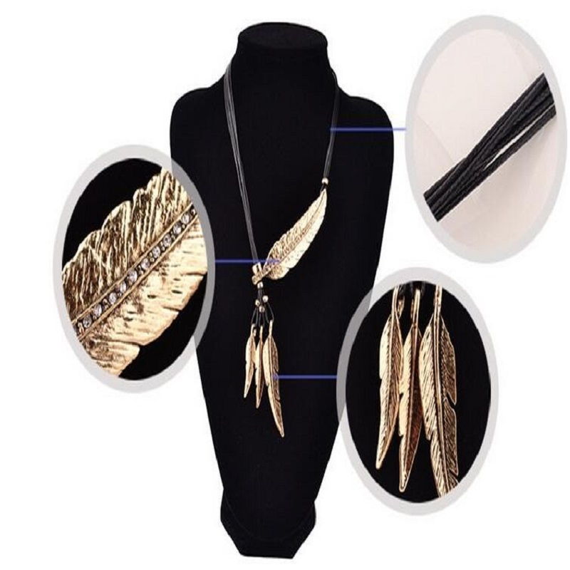 Feather Necklaces and Pendants Rope Leather Vintage