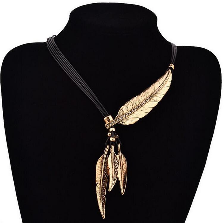 Feather Necklaces and Pendants Rope Leather Vintage