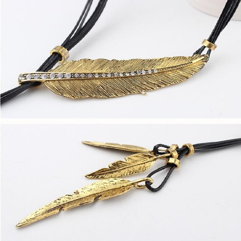 Feather Necklaces and Pendants Rope Leather Vintage