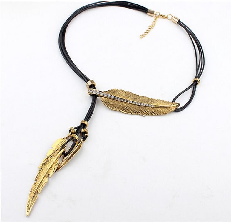 Feather Necklaces and Pendants Rope Leather Vintage