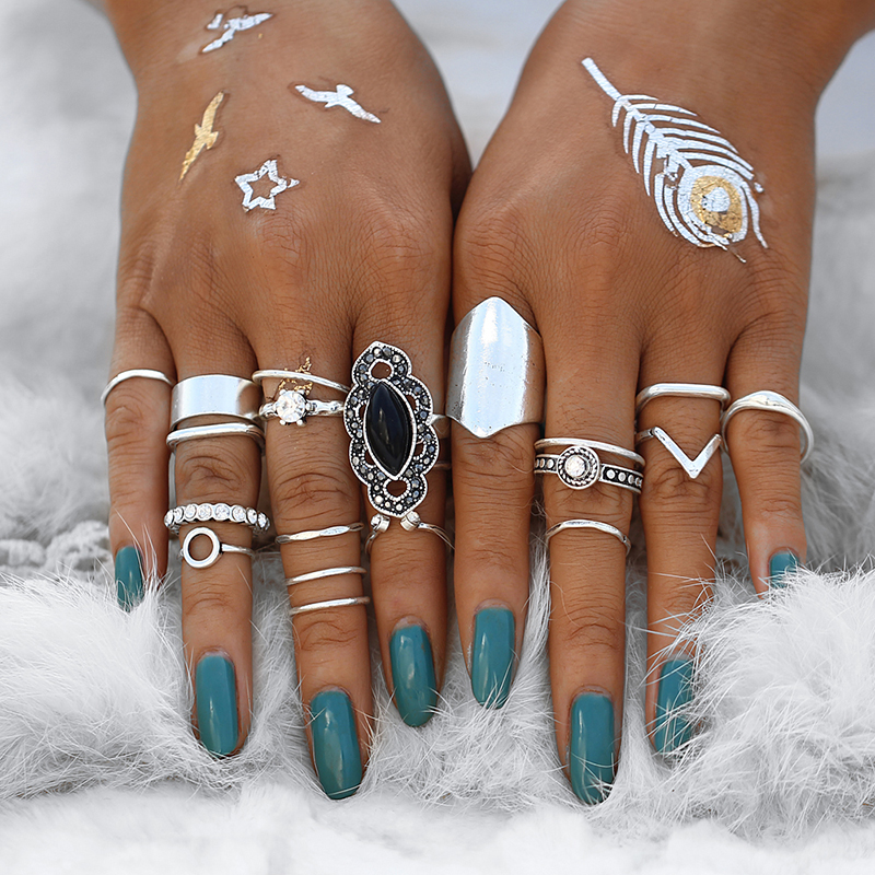 Vintage Finger Knuckle Rings Set For Women Pack of 19 Pcs 