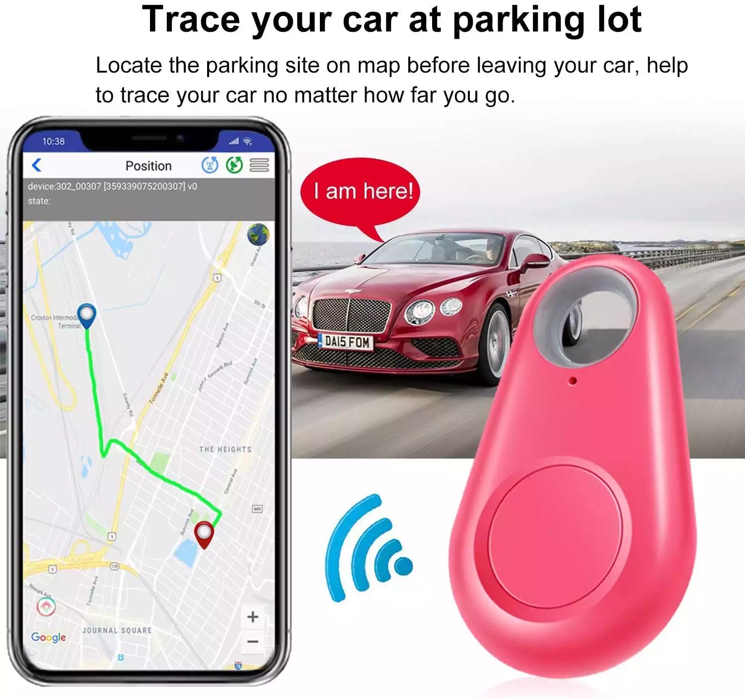 Smart Tag Bluetooth Finder Bag Wallet pet Key Finder Pink