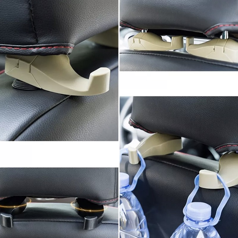2 Pcs Portable Car Seat Headrest Bags Organizer Hook