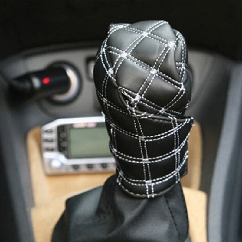 Faux Leather Hand Brake Shift Knob Cover Gear Case Car Interior Decor