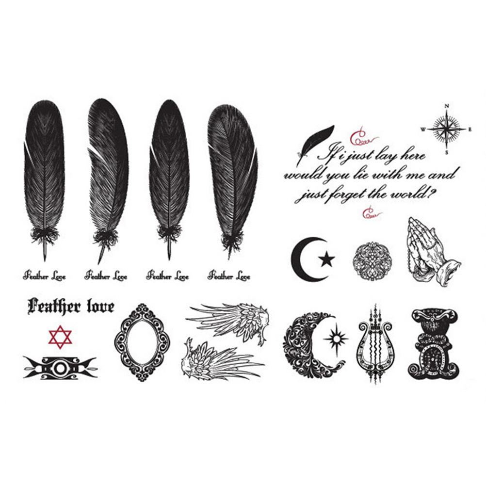 Fea-thers Wings Moon Pattern Waterproof Tattoo Water Proof