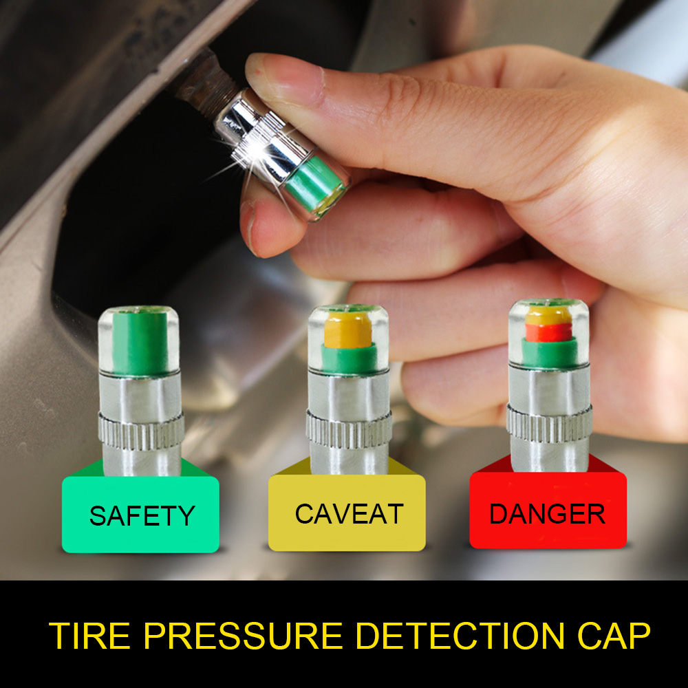 4PCS/Lot 2.4 Bar Car Auto Tire Pressure Alarm Monitor Valve Stem Caps Cover Alert Tyre Air gauge Warning Car Tyre Pressure Monitoring System  Tyre Wheel Stem Alert Diagnostic Tools
