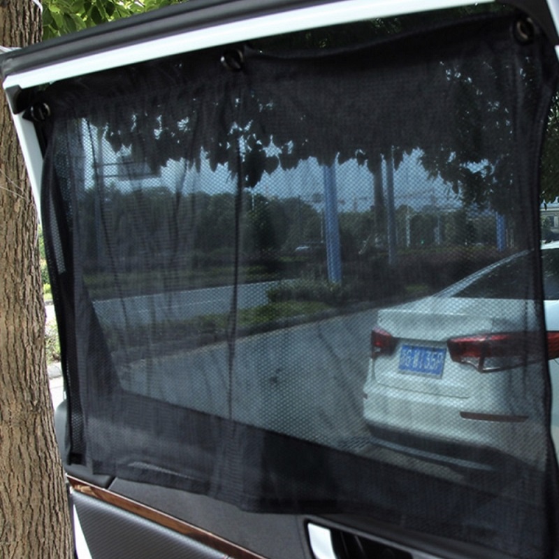 Pack of 2 - Car SunShade Side Window Curtain Auto Car Curtain Car UV Protection Sun Shade Curtains Side Window Visor Mesh Cover - Black